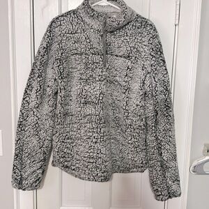 Altar’d State Jacket Womens Large Gray Wubby Teddy Sherpa Quarter Zip Pullover